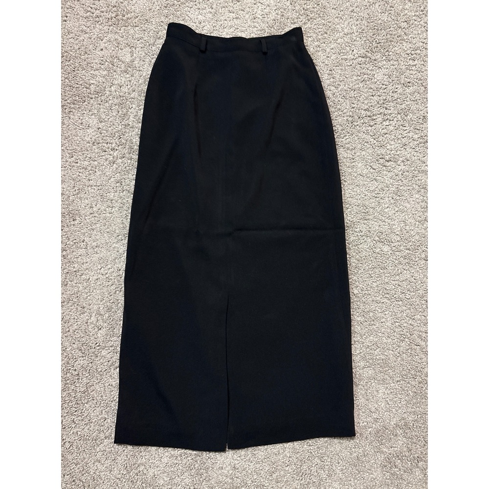 J.G. Hook Collection Petite Black Maxi Skirt Size 2P High Waist Lined Slit y2k - Picture 6 of 7